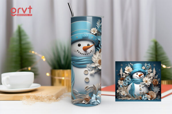 Frosted Blossom Snowman Tumbler