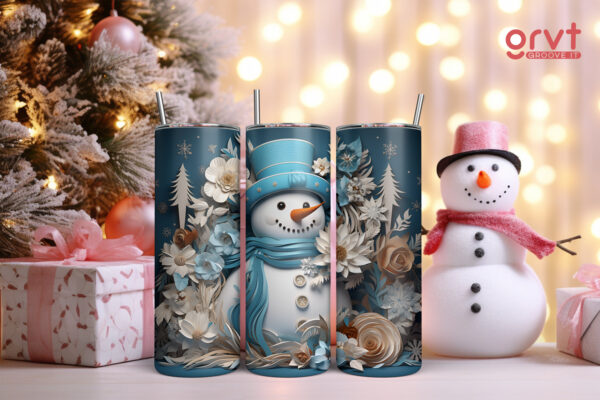 Frosted Blossom Snowman Tumbler - Image 2